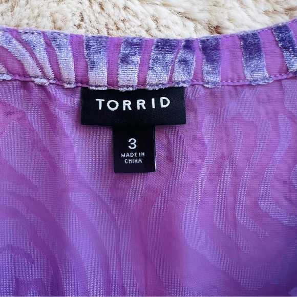 Torrid Velvet Zebra Burnout Pullover Long Sleeve Blouse - Picture 5 of 9